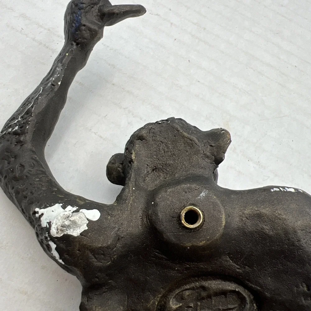 Vintage Cast Metal Monkey Wall Hook Hanger Jungle Decor‎